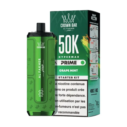 Crown Bar Al Fakher Hyper Max Prime 50k Raisin, Menthe