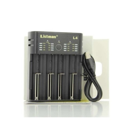 C4 Chargeur de batterie Li-ion avec LED et Micro USB - E-Cig Power