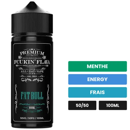 E-liquide Fatbull Fcukin Flava de Fcukin'Flava, 100 ml, saveurs menthe, energy et frais, sans nicotine — prêt à booster de.