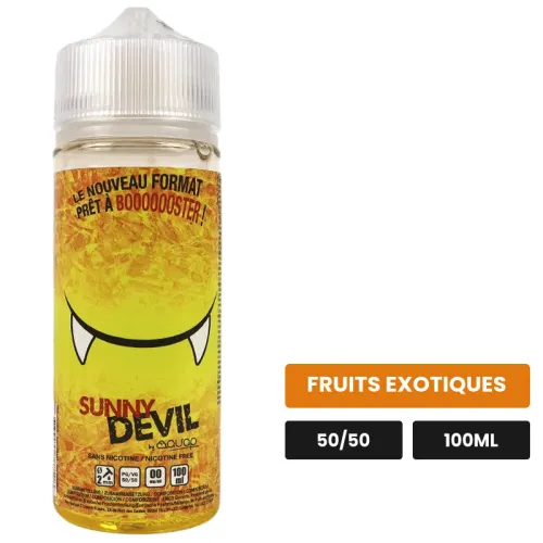 E-liquide Sunny Avap de Devil Original, 100 ml, saveur fruits exotiques, sans nicotine — prêt à booster de nicotine.