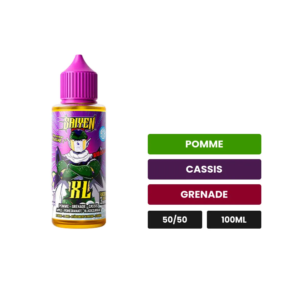E-liquide Xl de Swoke, 100 ml, saveurs pomme, cassis et grenade.