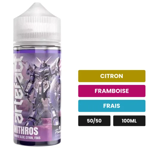 E-liquide Mithros de Le French Liquide, 100 ml, saveurs citron, framboise et frais, sans nicotine — prêt à booster de.