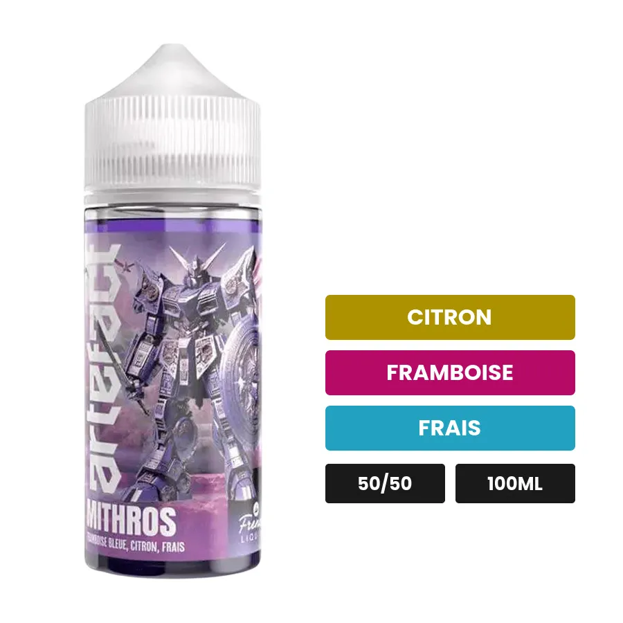 E-liquide Mithros de Le French Liquide, 100 ml, saveurs citron, framboise et frais, sans nicotine — prêt à booster de.