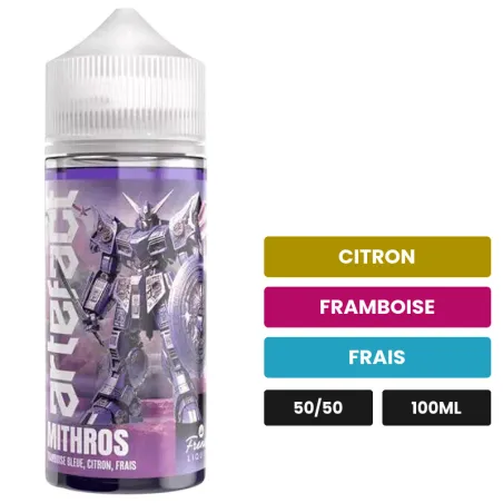 E-liquide Mithros de Le French Liquide, 100 ml, saveurs citron, framboise et frais, sans nicotine — prêt à booster de.