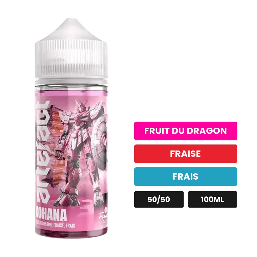 E-liquide Kohana de Le French Liquide, 100 ml, saveurs fruit du dragon, fraise et frais, sans nicotine — prêt à booster de.