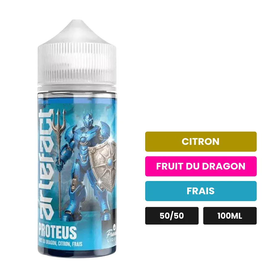 E-liquide Proteus de Le French Liquide, 100 ml, saveurs citron, fruit du dragon et frais, sans nicotine — prêt à booster de.