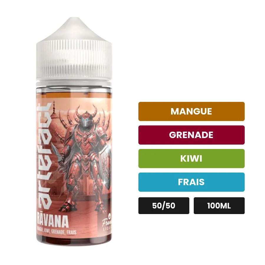 E-liquide Ravana de Le French Liquide, 100 ml, saveurs mangue, grenade, kiwi et 1 autre, sans nicotine — prêt à booster de.