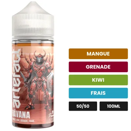 E-liquide Ravana de Le French Liquide, 100 ml, saveurs mangue, grenade, kiwi et 1 autre, sans nicotine — prêt à booster de.