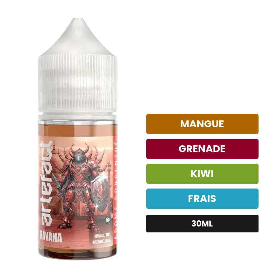 Arome concentre Ravana de Le French Liquide, 30 ml, saveurs mangue, grenade, kiwi et 1 autre, sans nicotine — arôme à diluer.