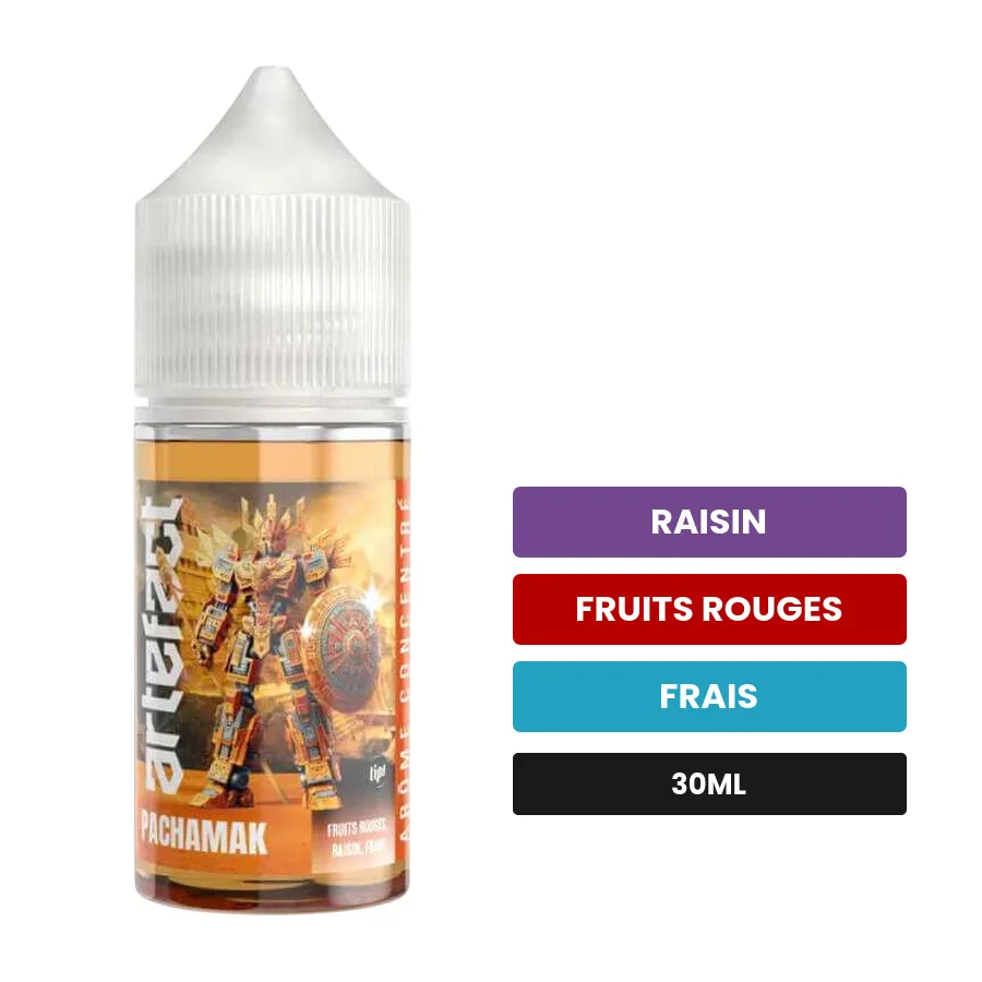 Arome concentre Pachamak de Le French Liquide, 30 ml, saveurs raisin, fruits rouges et frais, sans nicotine — arôme à diluer.