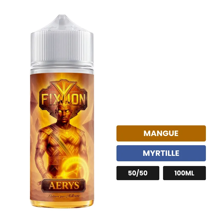 E-liquide Aerys de Millésime, 100 ml, saveurs mangue et myrtille, sans nicotine — prêt à booster de nicotine.