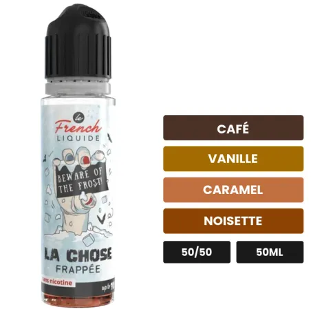 E-liquide La Chose Frappée de Le French Liquide, 50 ml, saveurs café, vanille, caramel et 2 autres.
