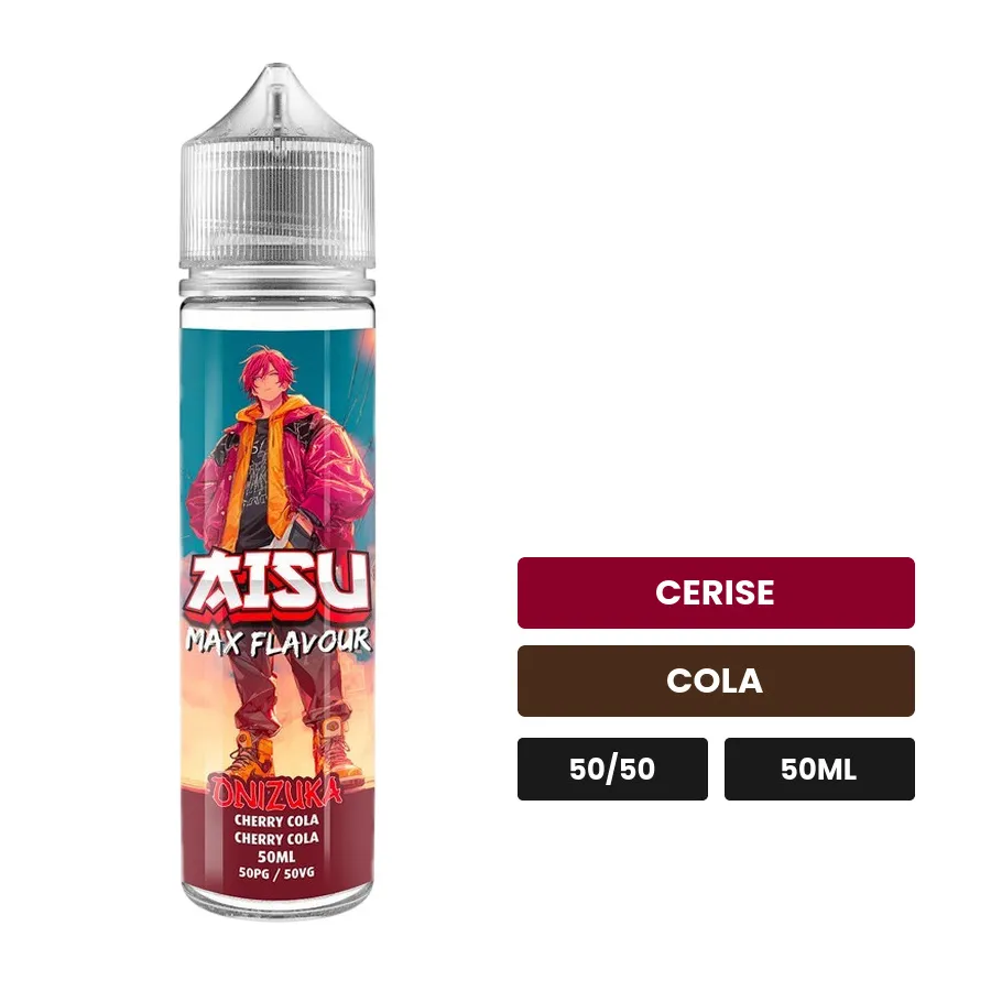 E-liquide Onizuka d'Aisu, 50 ml, saveurs cerise et cola.