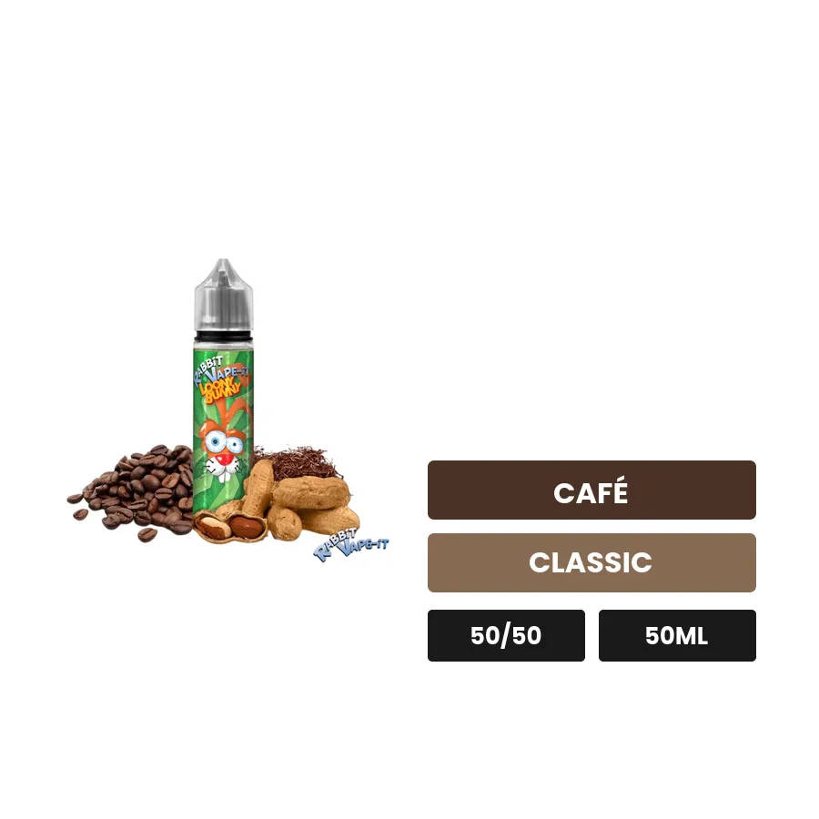 E-liquide Loony Bunny d'Avap, 50 ml, saveurs café et classic.