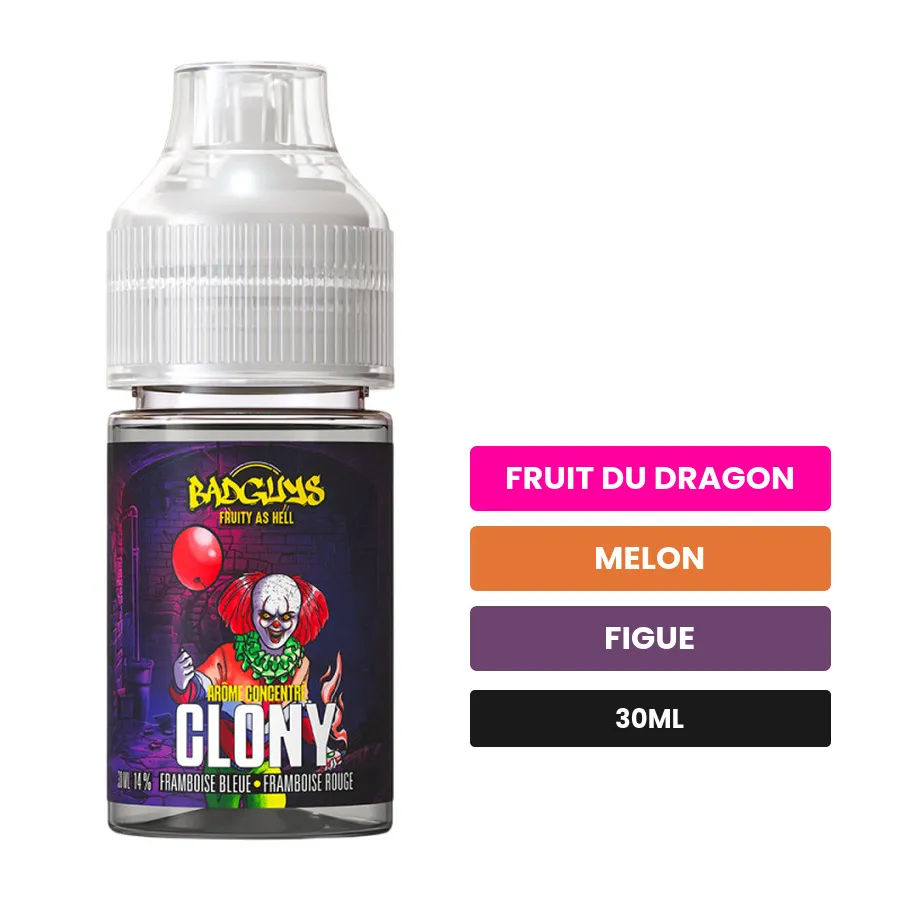 Arome concentre Clony de Badguys, 30 ml, saveurs fruit du dragon, melon et figue.