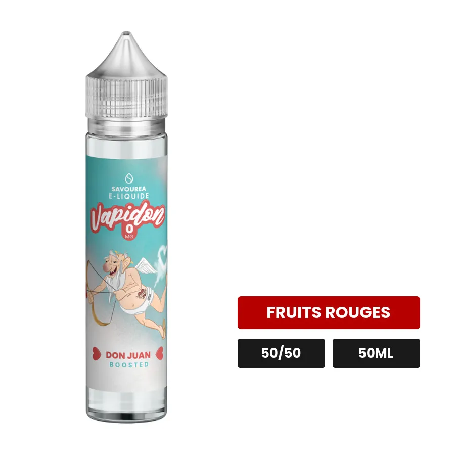 E-liquide Don Juan Vapidon de Savourea, 50 ml, saveur fruits rouges.