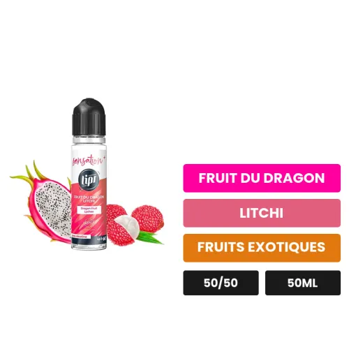 E-liquide Fruit Du Dragon Litchi de Le French Liquide, 50 ml, saveurs fruit du dragon, litchi et fruits exotiques, sans.