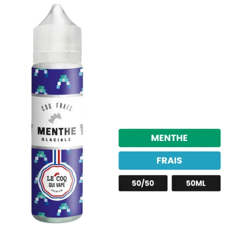 E-liquide Menthe Glaciale de Le Coq Qui Vape, 50 ml, saveurs menthe et frais.