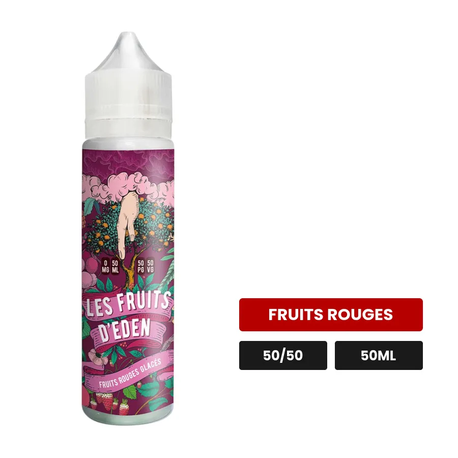 E-liquide Fruits Rouges Glacés de Le Coq Qui Vape, 50 ml, saveur fruits rouges, sans nicotine — prêt à booster de nicotine.