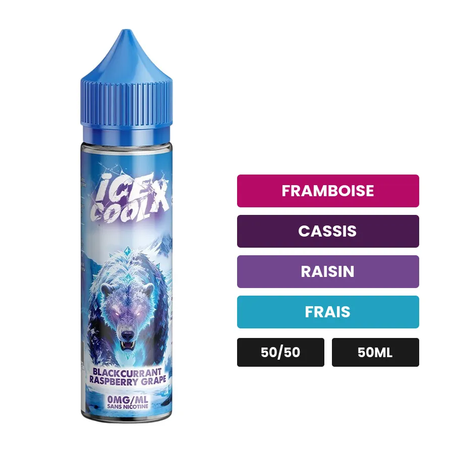 E-liquide Blackcurrant Raspberry Grape de Liquidarom, 50 ml, saveurs framboise, cassis, raisin et 1 autre.