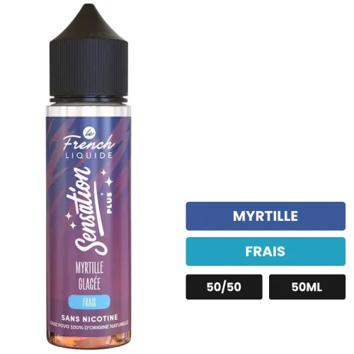 E-liquide Myrtille Glacée de Le French Liquide, 50 ml, saveurs myrtille et frais, sans nicotine — prêt à booster de nicotine.