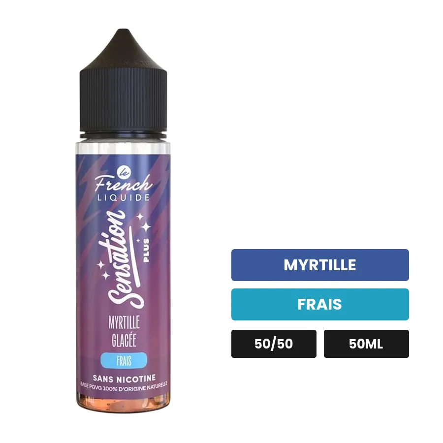 E-liquide Myrtille Glacée de Le French Liquide, 50 ml, saveurs myrtille et frais, sans nicotine — prêt à booster de nicotine.