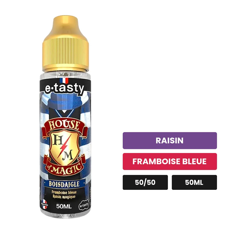 E-liquide Boisdaigle d'E.Tasty, 50 ml, saveurs raisin et framboise bleue.