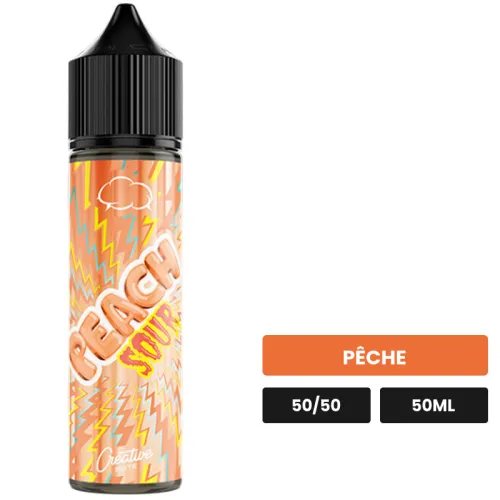 E-liquide Peach Sour d'Eliquid France, 50 ml, saveur pêche.