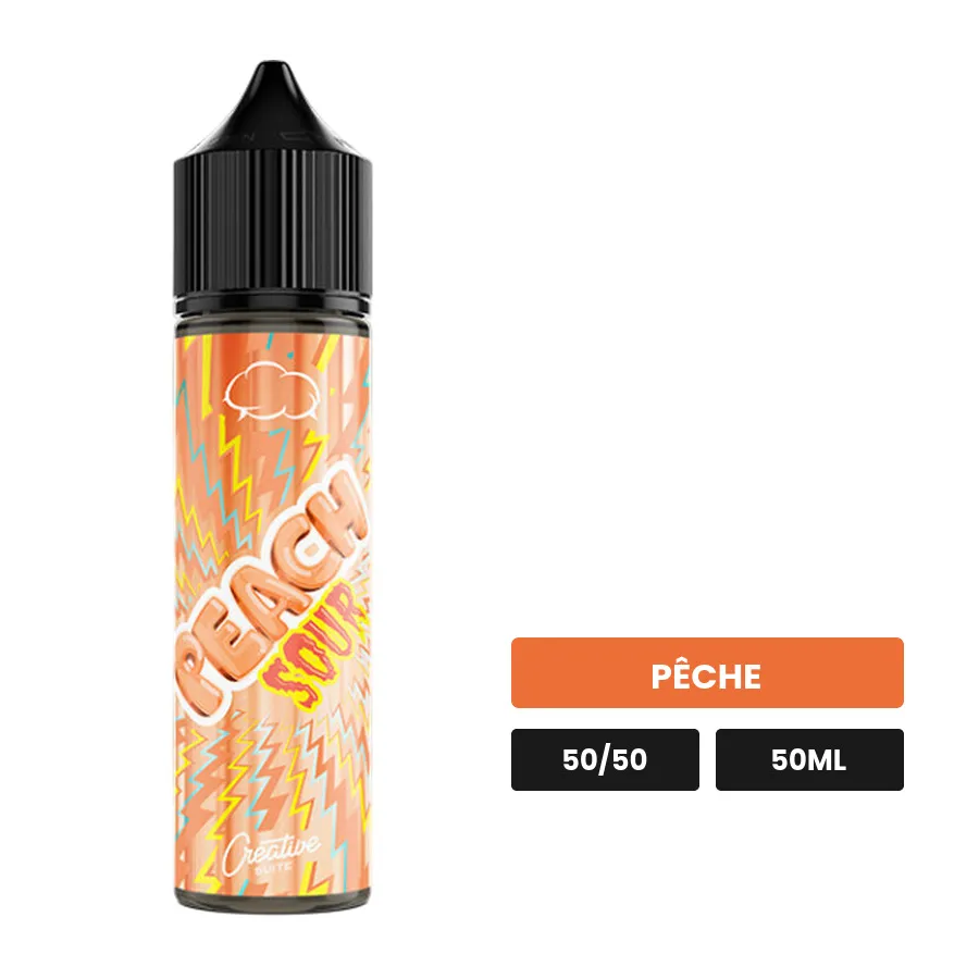 E-liquide Peach Sour d'Eliquid France, 50 ml, saveur pêche.