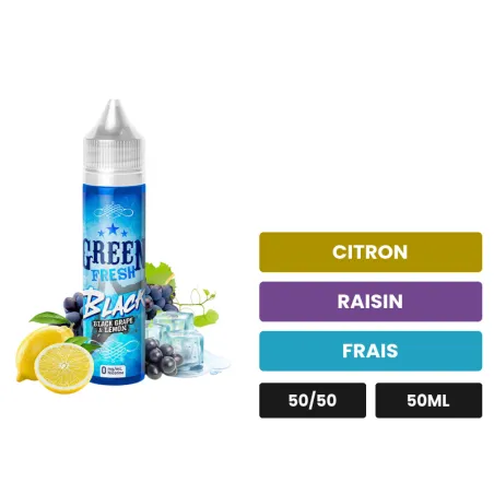 E-liquide Black X d'Eliquid France, 50 ml, saveurs citron, raisin et frais.