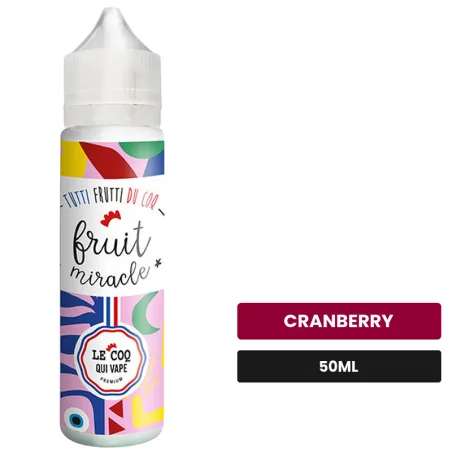 E-liquide Fruit Miracle de Le Coq Qui Vape, 50 ml, saveur cranberry, sans nicotine — prêt à booster de nicotine.