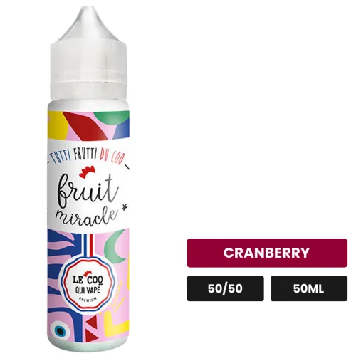 E-liquide Fruit Miracle de Le Coq Qui Vape, 50 ml, saveur cranberry, sans nicotine — prêt à booster de nicotine.