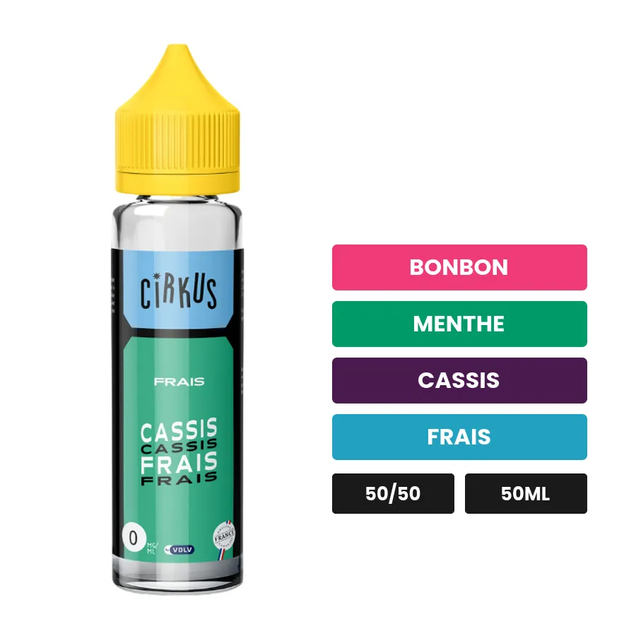 E-liquide Cassis Frais de Vincent dans les vapes, 50 ml, saveurs bonbon, menthe, cassis et 1 autre, sans nicotine — prêt à.