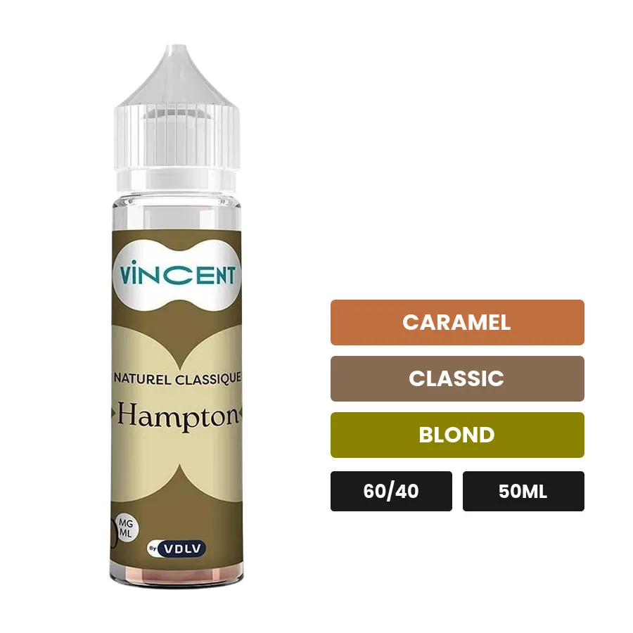 E-liquide Classic Hampton de Vincent dans les vapes, 50 ml, saveurs caramel, classic et blond.