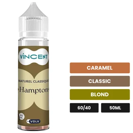 E-liquide Classic Hampton de Vincent dans les vapes, 50 ml, saveurs caramel, classic et blond.