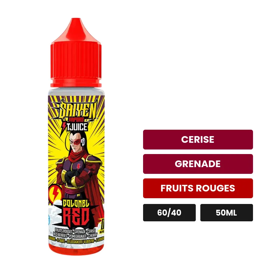 E-liquide Colonel Red de Swoke, 50 ml, saveurs cerise, grenade et fruits rouges.