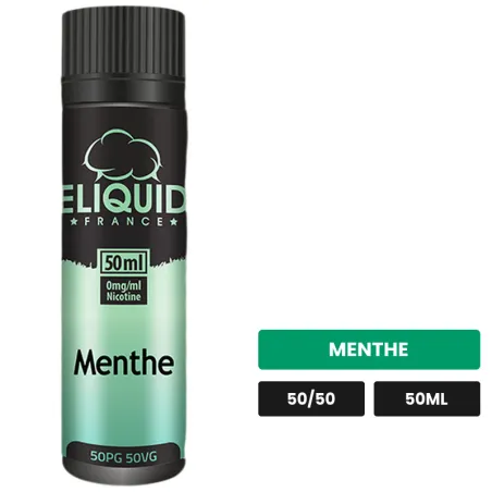 E-liquide Menthe d'Eliquid France, 50 ml, saveur menthe, sans nicotine — prêt à booster de nicotine.