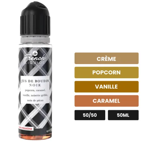 E-liquide Jus De Boudin Noir de Le French Liquide, 50 ml, saveurs crème, popcorn, vanille et 3 autres, sans nicotine — prêt.