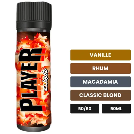 E-liquide Player d'Eliquid France, 50 ml, saveurs vanille, rhum, macadamia et 1 autre.