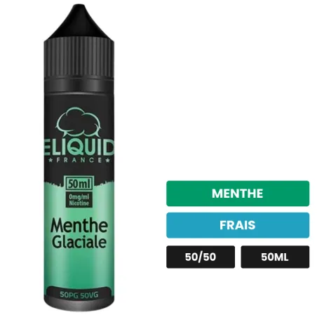 E-liquide Menthe Glaciale d'Eliquid France, 50 ml, saveurs menthe et frais, sans nicotine — prêt à booster de nicotine.