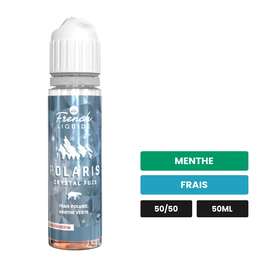 E-liquide Crystal Fuze de Le French Liquide, 50 ml, saveurs menthe et frais, sans nicotine — prêt à booster de nicotine.
