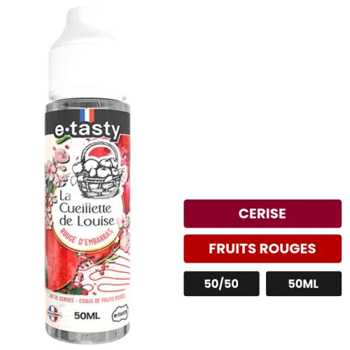 E-liquide Rouge d'Embarras d'E.Tasty, 50 ml, saveurs cerise et fruits rouges, sans nicotine — prêt à booster de nicotine.