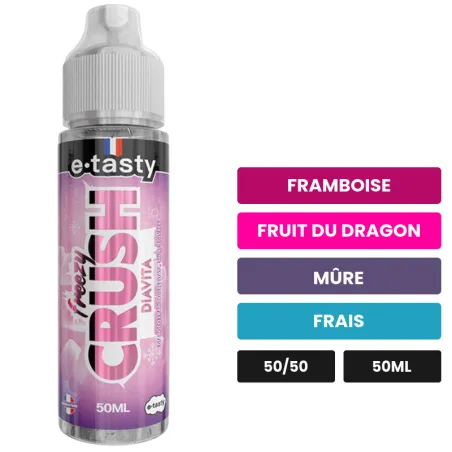 E-liquide Diavita d'E.Tasty, 50 ml, saveurs framboise, fruit du dragon, mûre et 1 autre, sans nicotine — prêt à booster de.