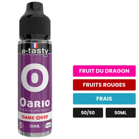 E-liquide Oario d'E.Tasty, 50 ml, saveurs fruit du dragon, fruits rouges et frais, sans nicotine — prêt à booster de nicotine.