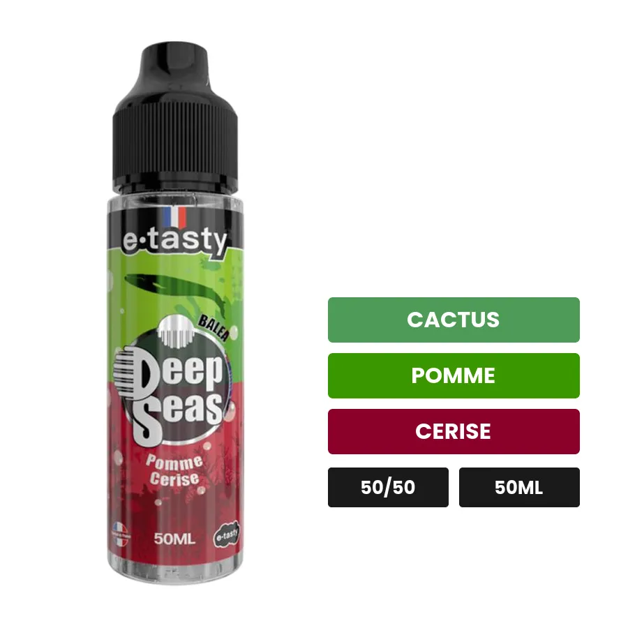 E-liquide Balea d'E.Tasty, 50 ml, saveurs cactus, pomme et cerise, sans nicotine — prêt à booster de nicotine.