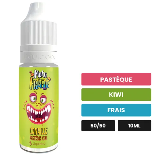 E-liquide Canaille de Liquideo, 10 ml, saveurs pastèque, kiwi et frais.