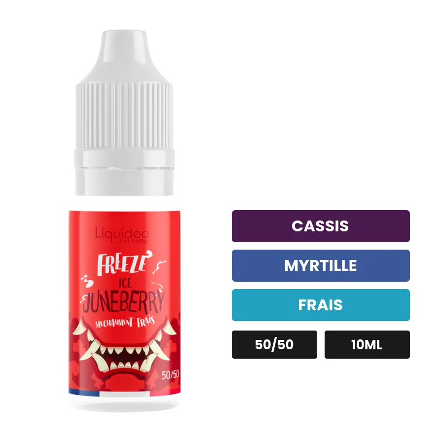 E-liquide Juneberry de Liquideo, 10 ml, saveurs cassis, myrtille et frais.