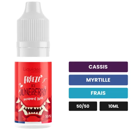 E-liquide Juneberry de Liquideo, 10 ml, saveurs cassis, myrtille et frais.