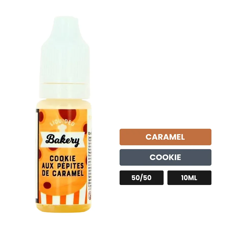 E-liquide Cookie Caramel de Liquideo, 10 ml, saveurs caramel et cookie.