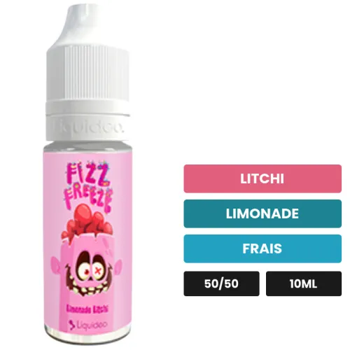 E-liquide Limonade Litchi de Liquideo, 10 ml, saveurs litchi, limonade et frais.